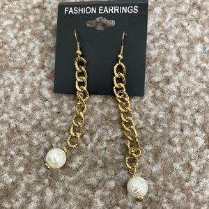 Fashion Gold Tone Drop Ball Earrings